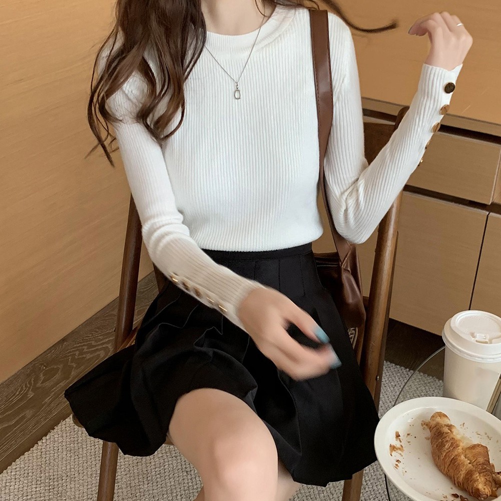 Stylish Long Sleeve Knitted Tops for Women Autumn and Winter Essentials - Picture 19 of 36