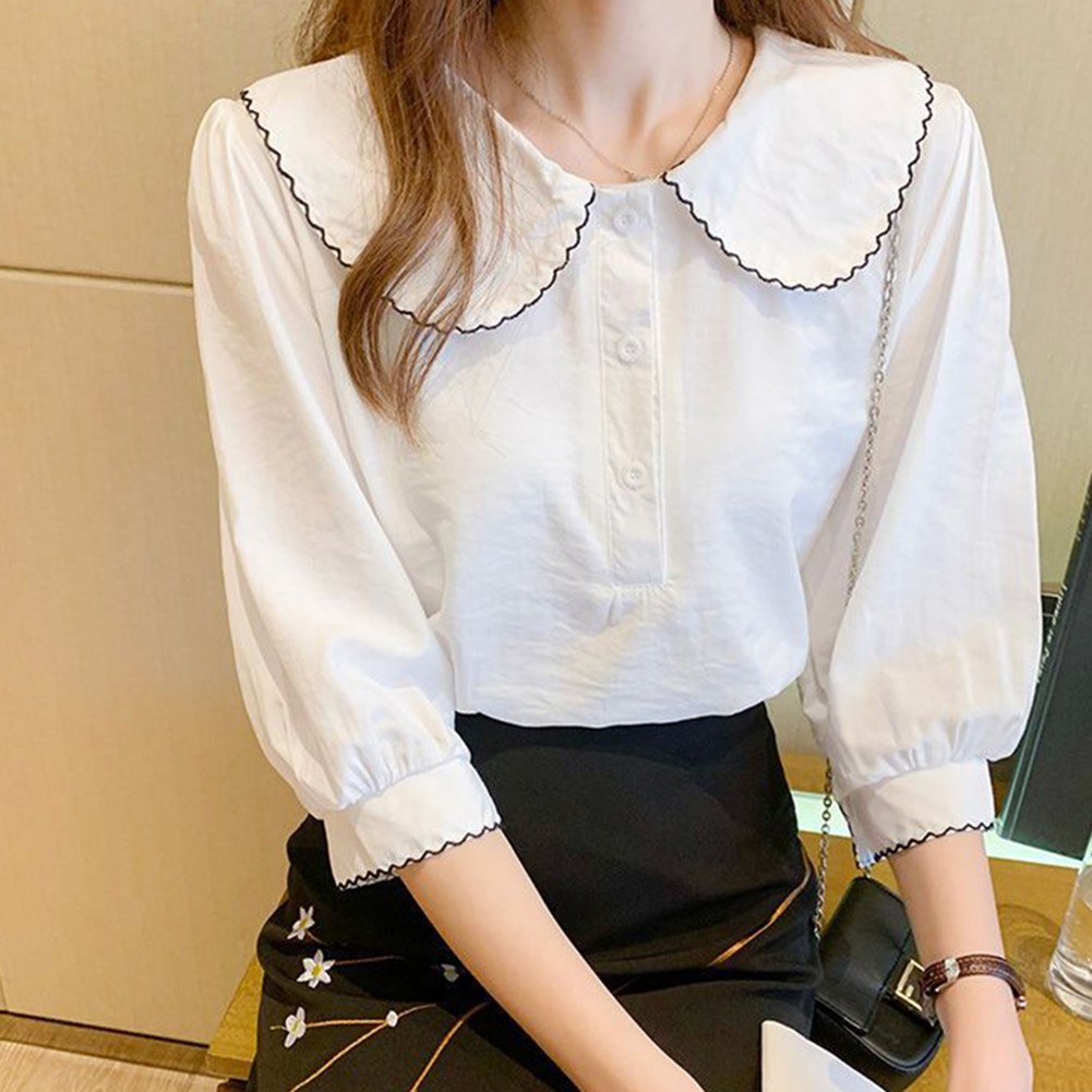 Womens Casual Hollow Lapel Shirt with Slight Stretch for Easy Movement - Picture 19 of 40