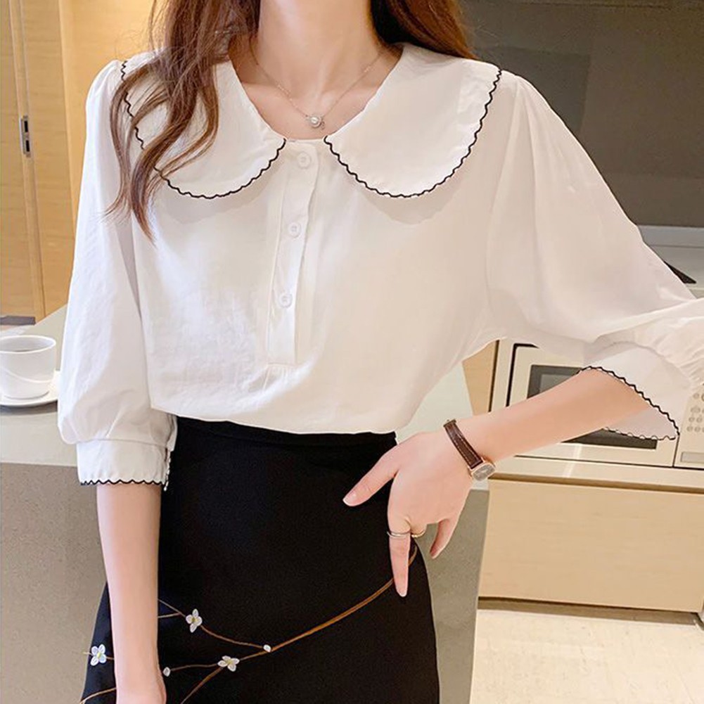 Womens Casual Hollow Lapel Shirt with Slight Stretch for Easy Movement - Picture 18 of 40