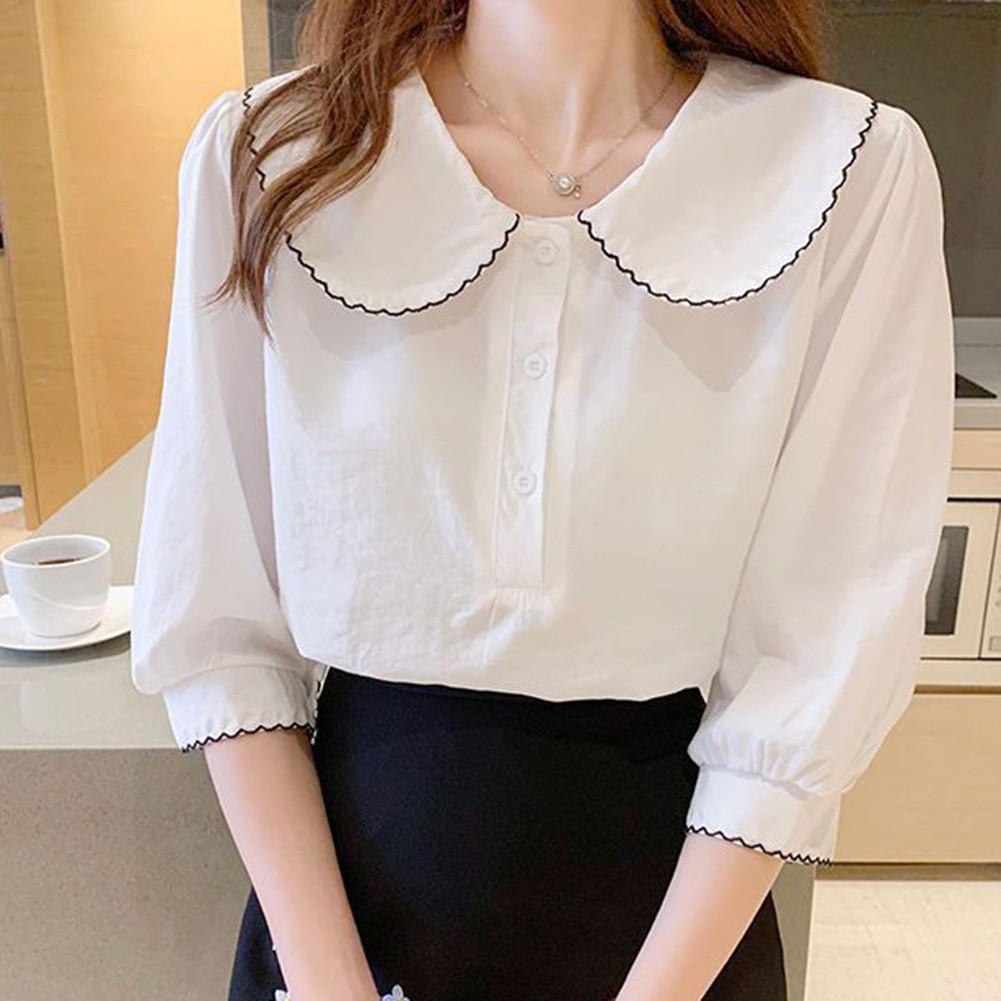 Womens Casual Hollow Lapel Shirt with Slight Stretch for Easy Movement - Picture 16 of 40