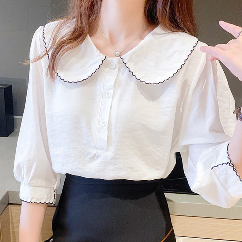 Womens Casual Hollow Lapel Shirt with Slight Stretch for Easy Movement - Picture 15 of 40