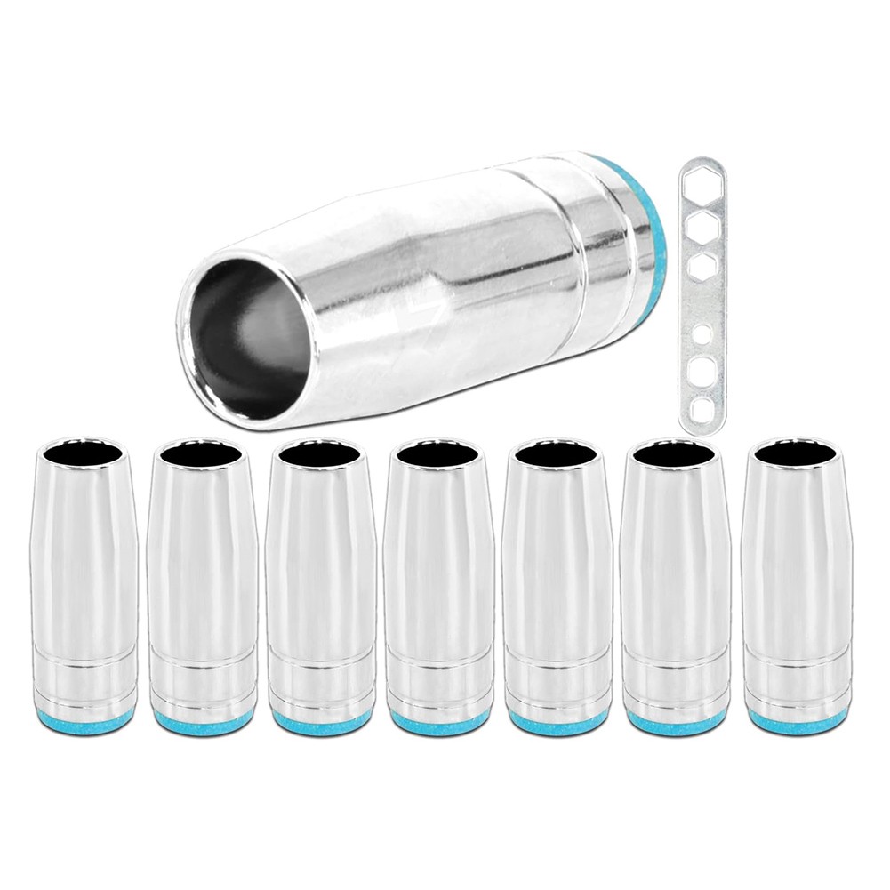 Kit De 8 Buses Coniques Pour Chalumeau De Soudage MIG/MAG 25AK MB25 – Laiton Chromé, Avec Clé