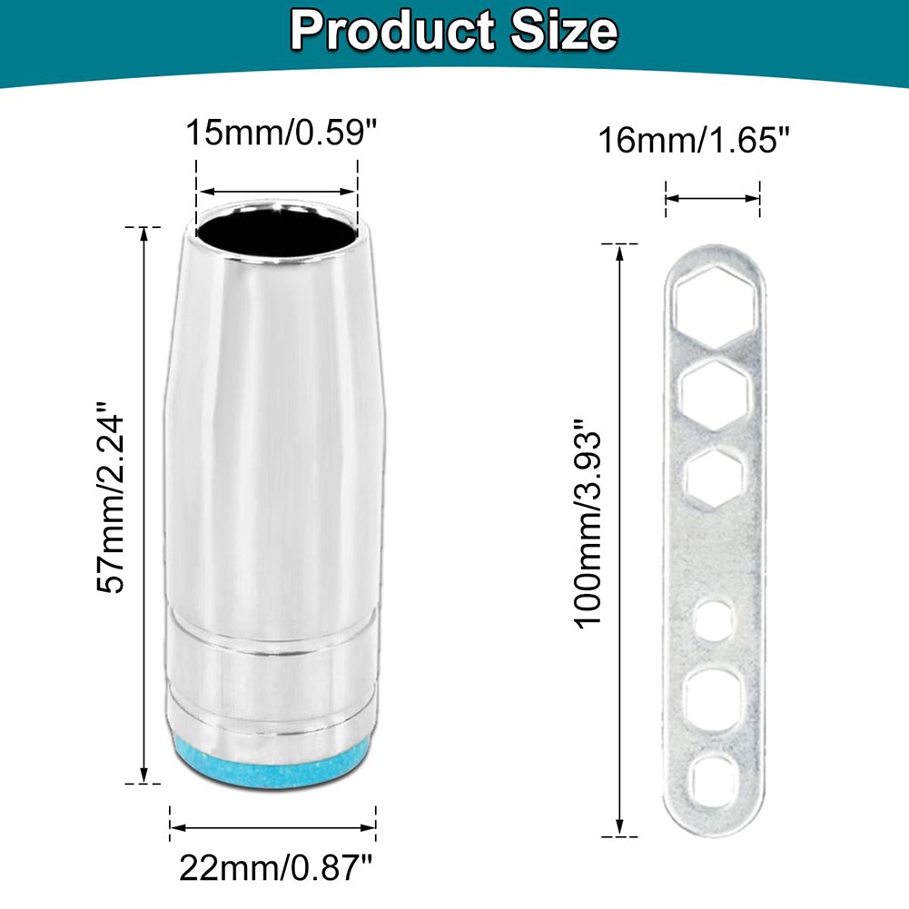 Kit De Buses Coniques Pour Poste à Souder MIG/MAG – Compatible Torche 25AK MB25 | 8 Buses + 1 Clé, Laiton Chromé