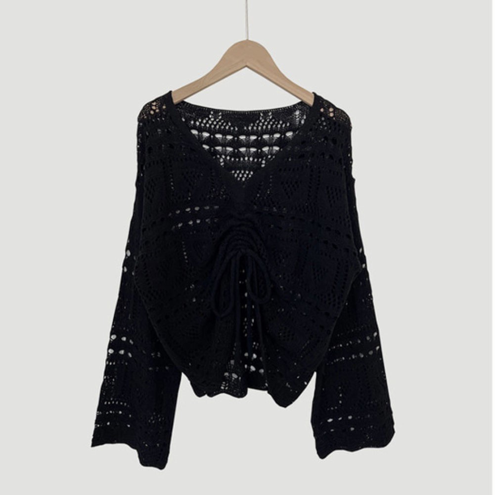 Lively and Light Women's Crocheted Long Sleeve acheter Top with Unique Features