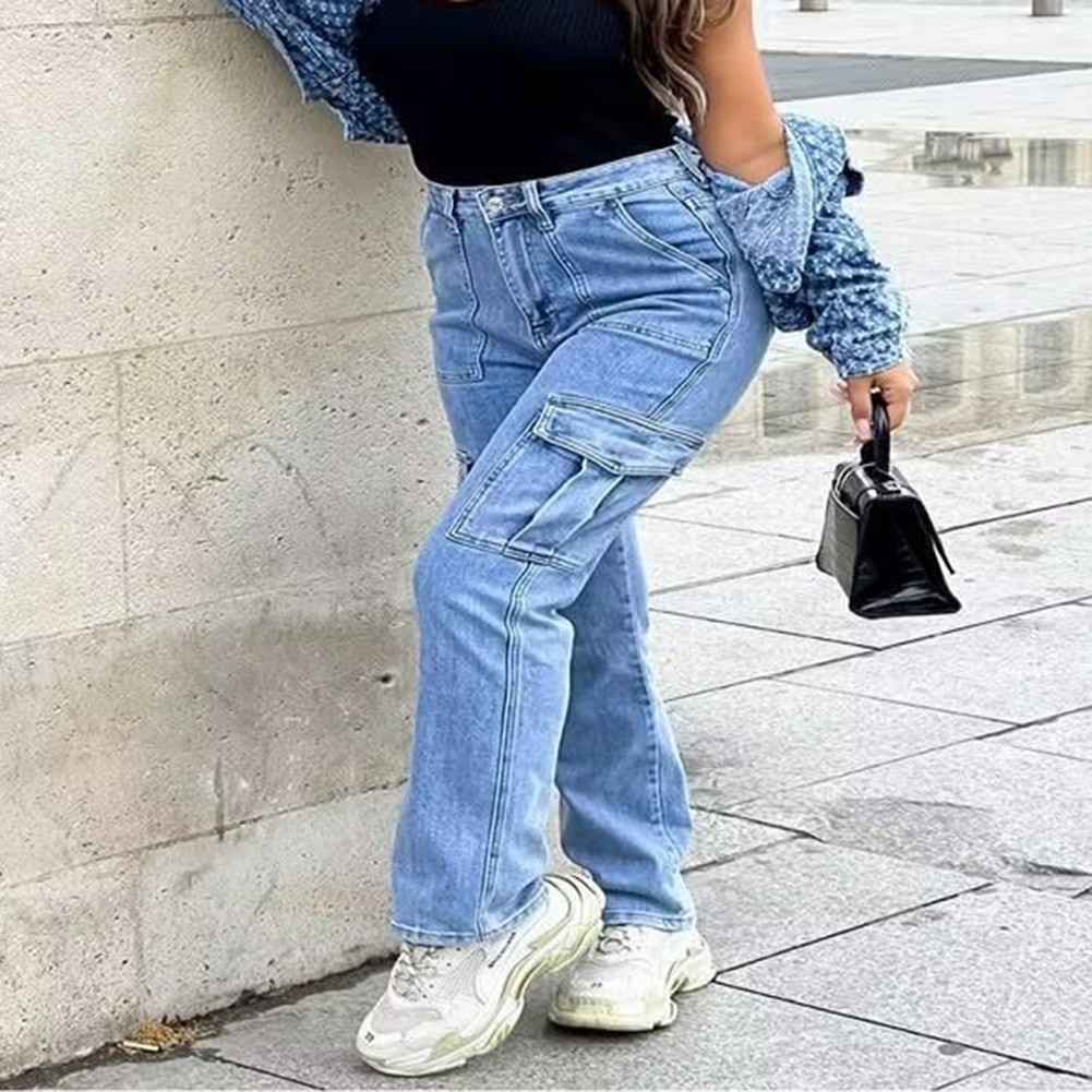 Womens Trendy Casual Wide Leg Pants with Multiple Pockets and High Waist - Picture 17 of 37