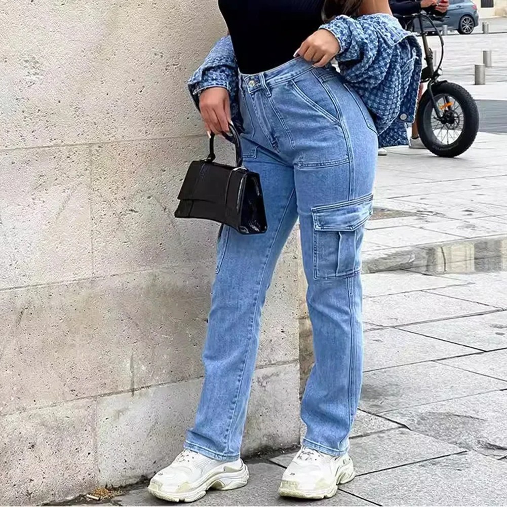 Womens Trendy Casual Wide Leg Pants with Multiple Pockets and High Waist - Picture 16 of 37
