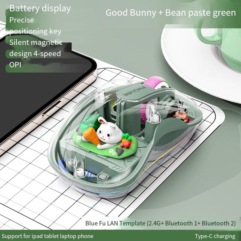 M333 Kabellose Transparente Maus Ergonomisch Wiederaufladbar Silent Click Design - Bild 16 von 20