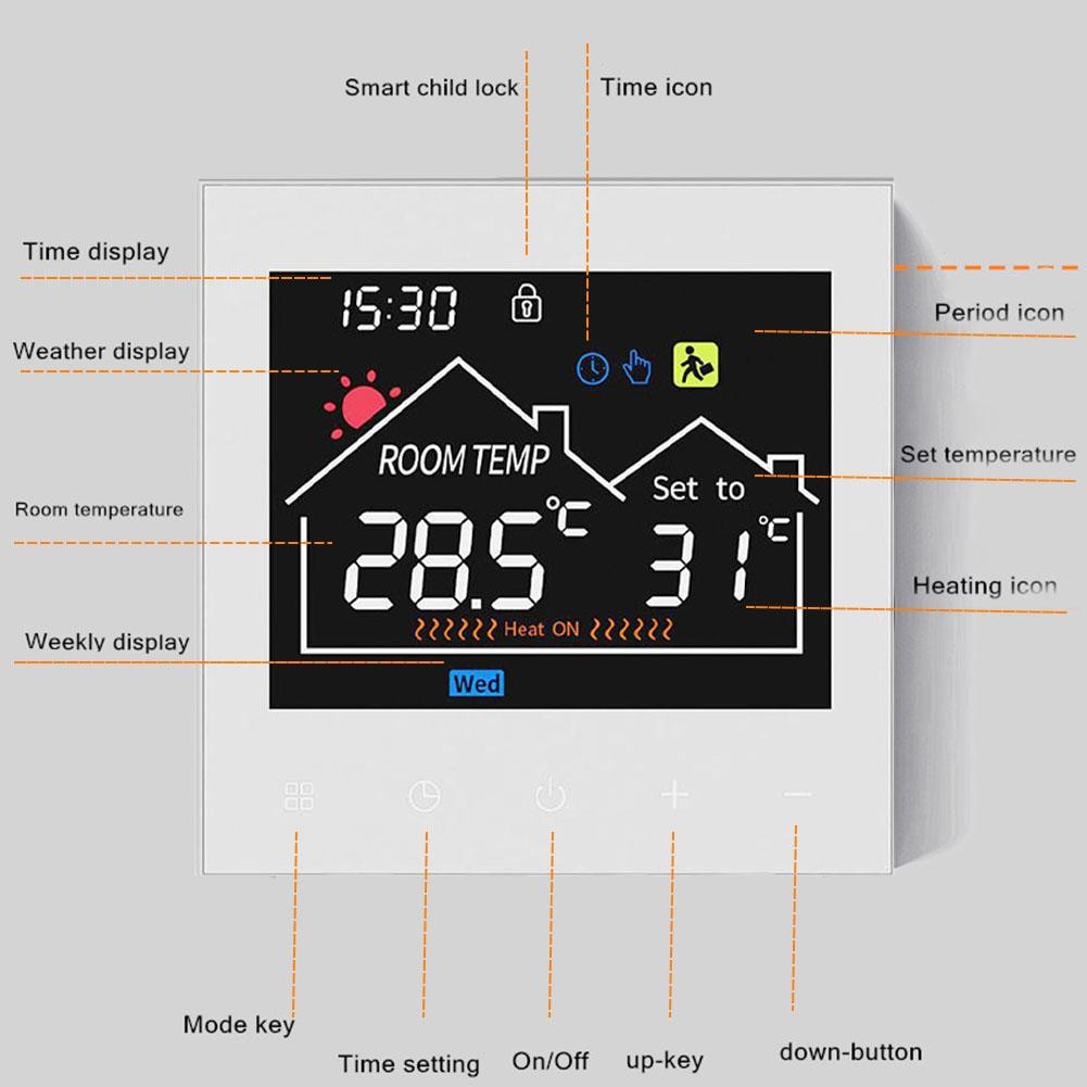 WiFi Enabled Thermostat with HD Display for Enhanced Safety and Energy Savings