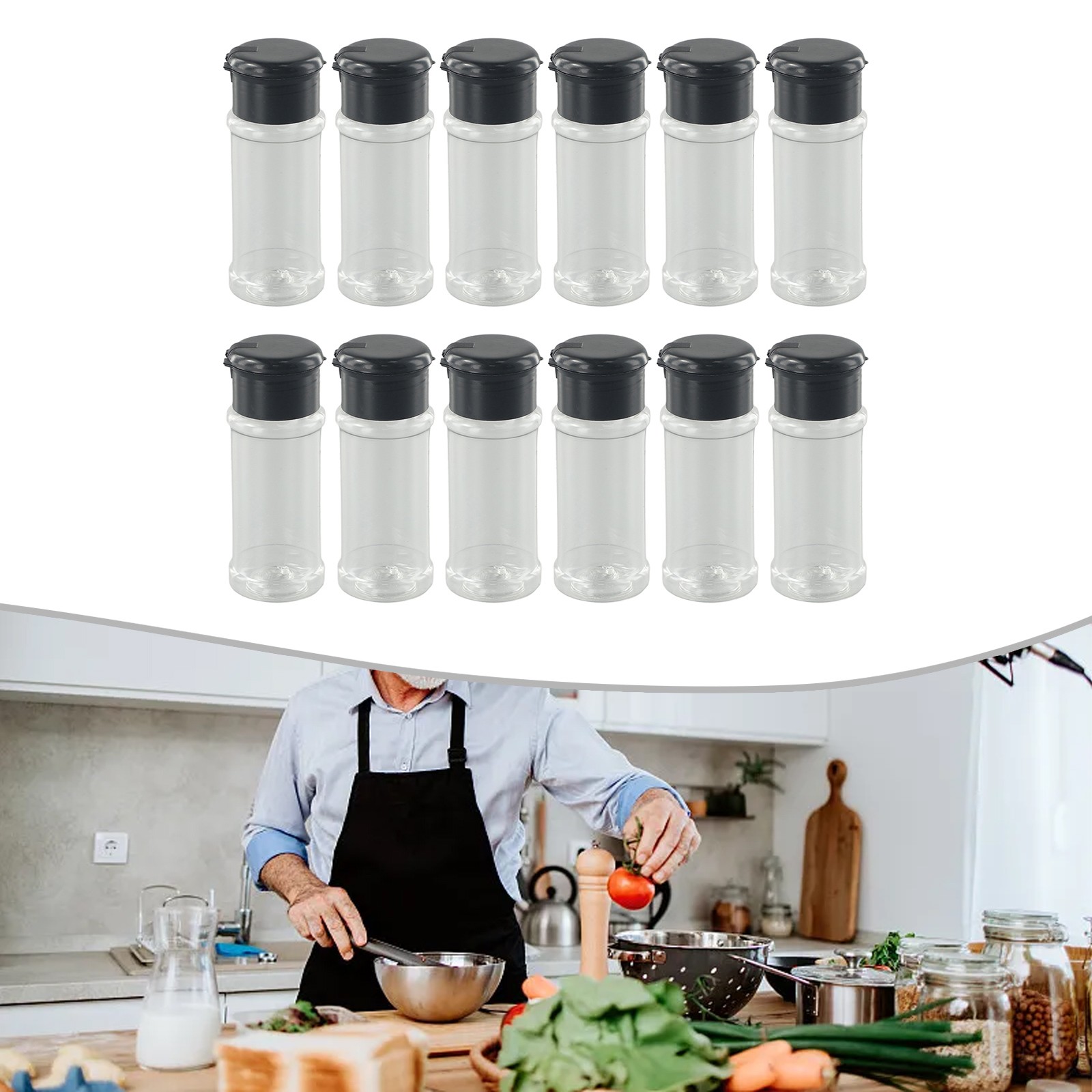 12-tlg 100ml Gewürz Gläser+Küche Kräuter Spice Gewürze Behälter Dose Leer-Set D - Bild 4 von 24