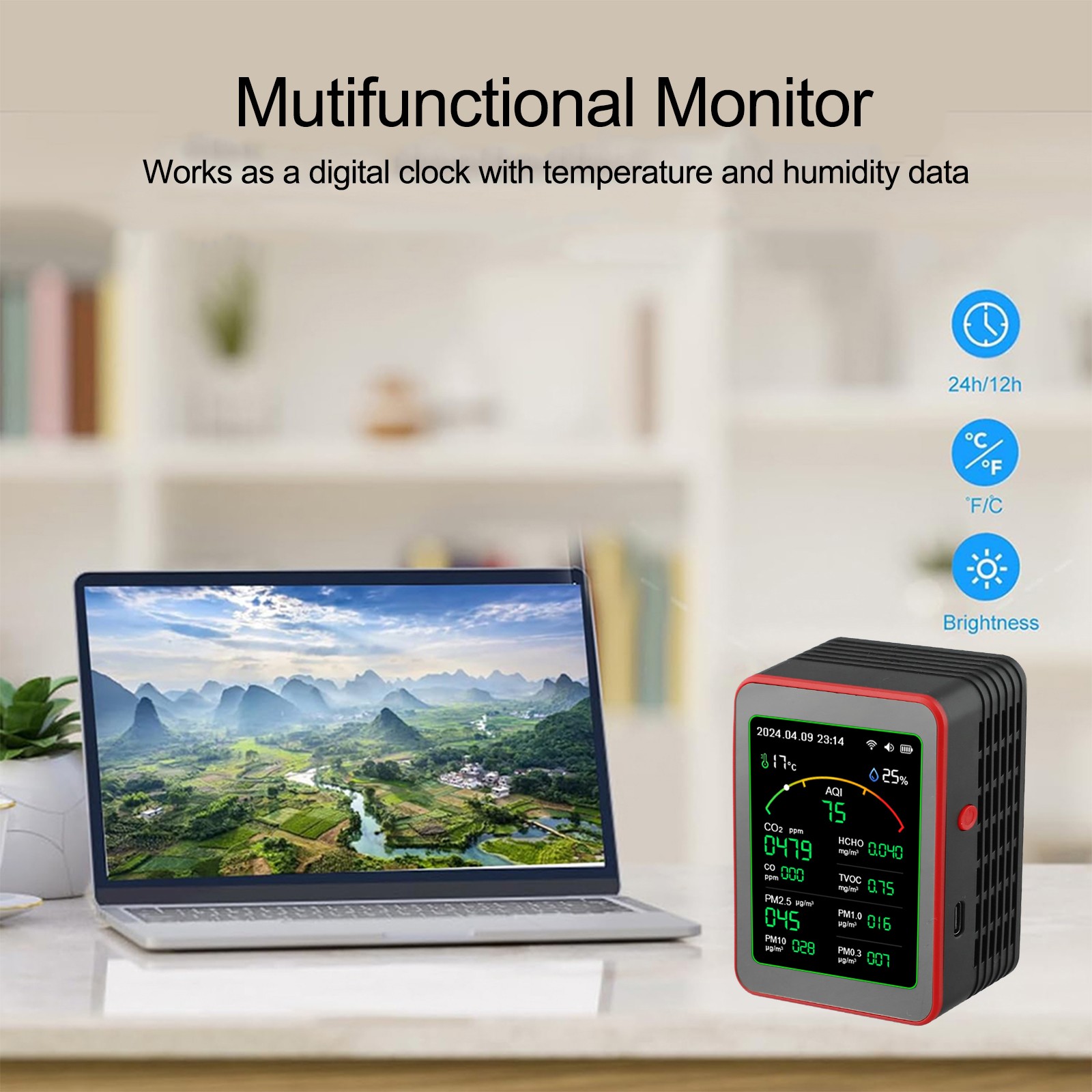 Indoor Air Quality Monitor with Real-time Alerts and Historical Data Access