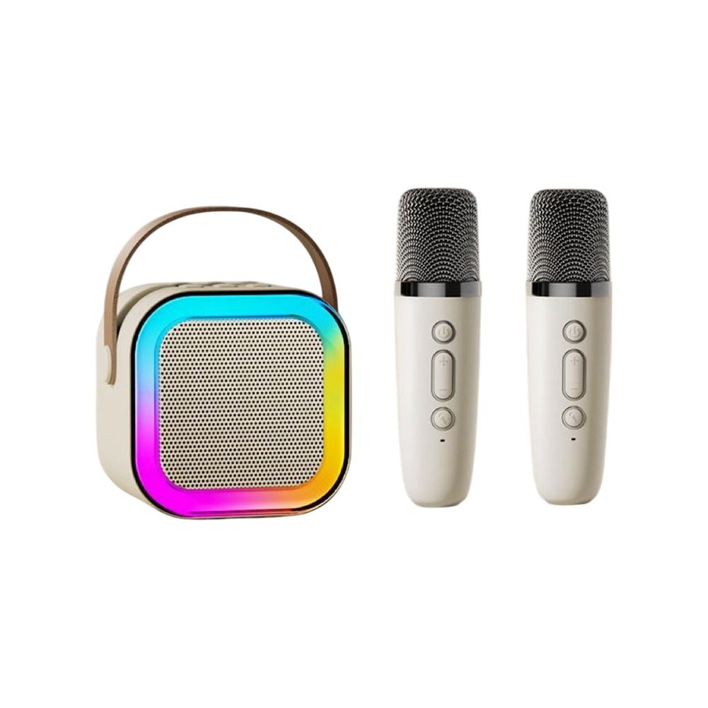 Lightweight Karaoke Machine with LED Lights and 2 Wireless Microphones