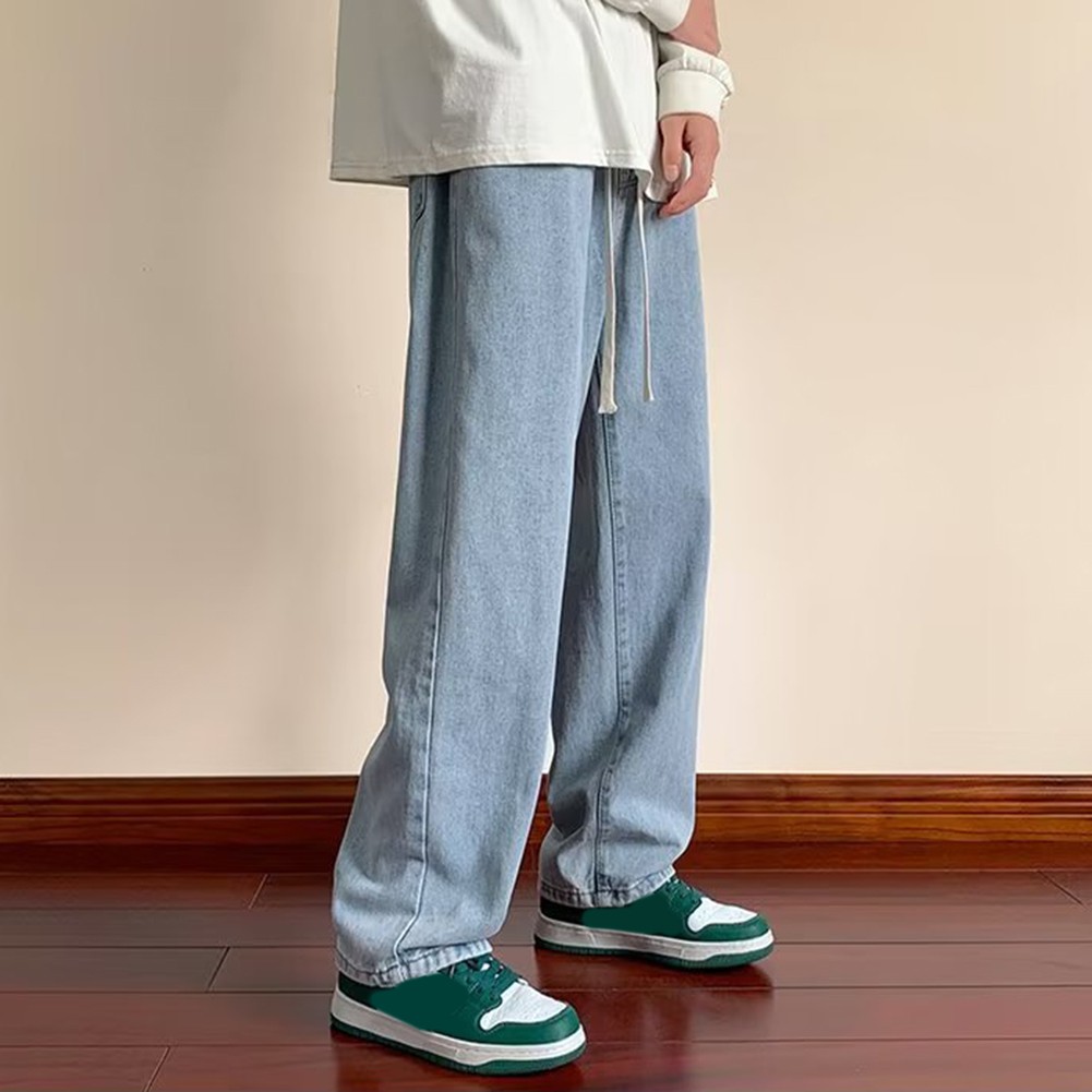 Klassische lockere Herren Jeans mit weitem Bein Grau Schwarz Blau Hellblau Farbe - Bild 13 von 22