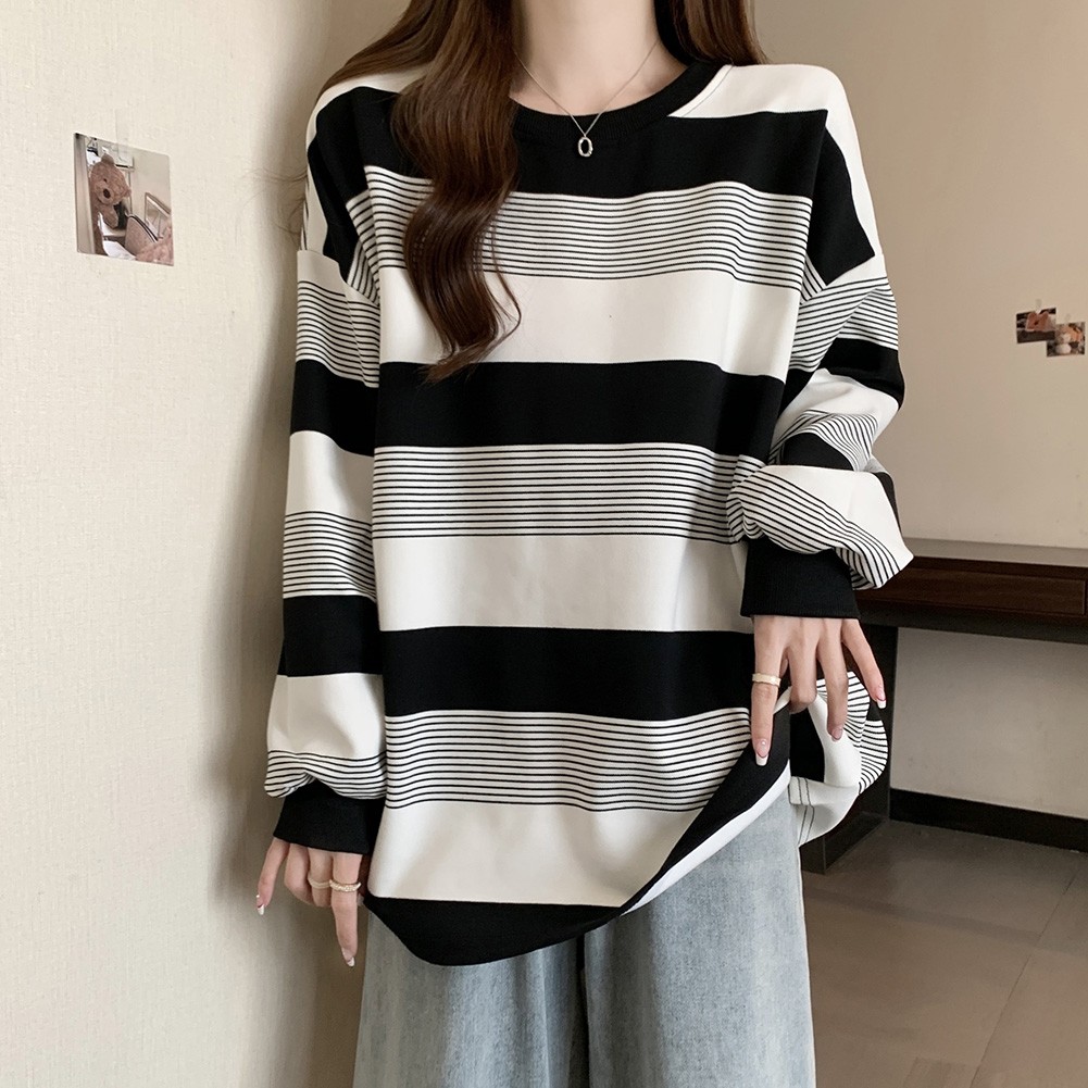 Lively Womens Long Sleeve Sweater Top Featuring Unique Striped Pattern - Picture 23 of 41