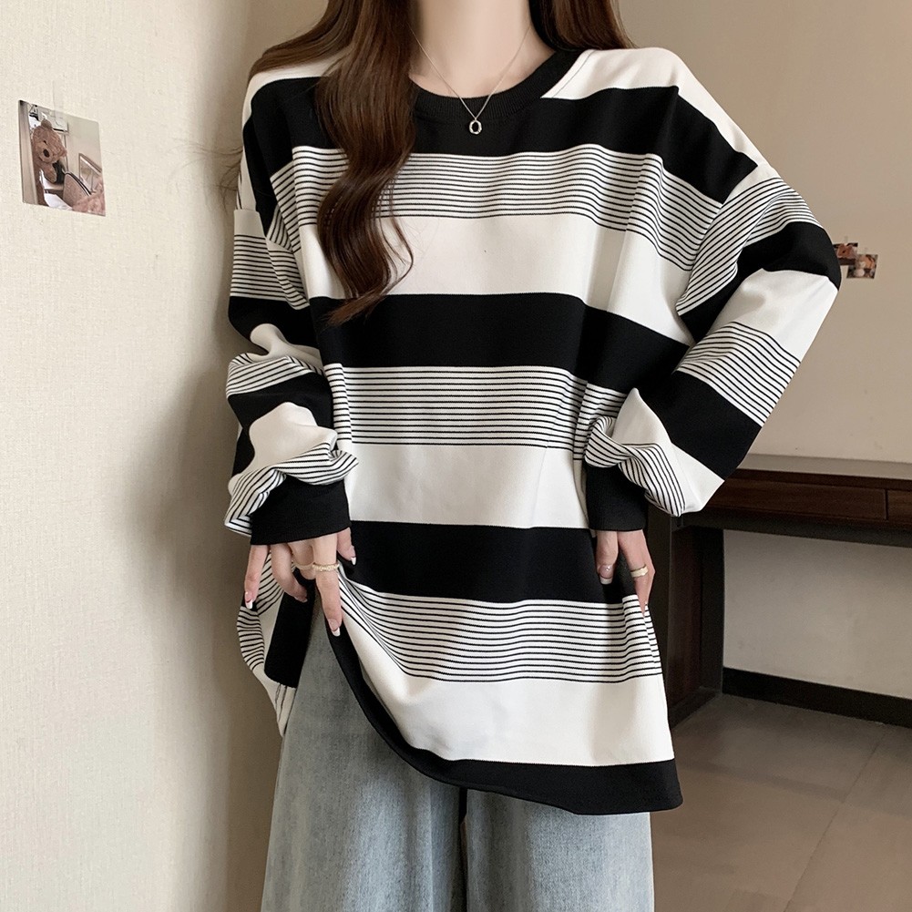 Lively Womens Long Sleeve Sweater Top Featuring Unique Striped Pattern - Picture 28 of 41