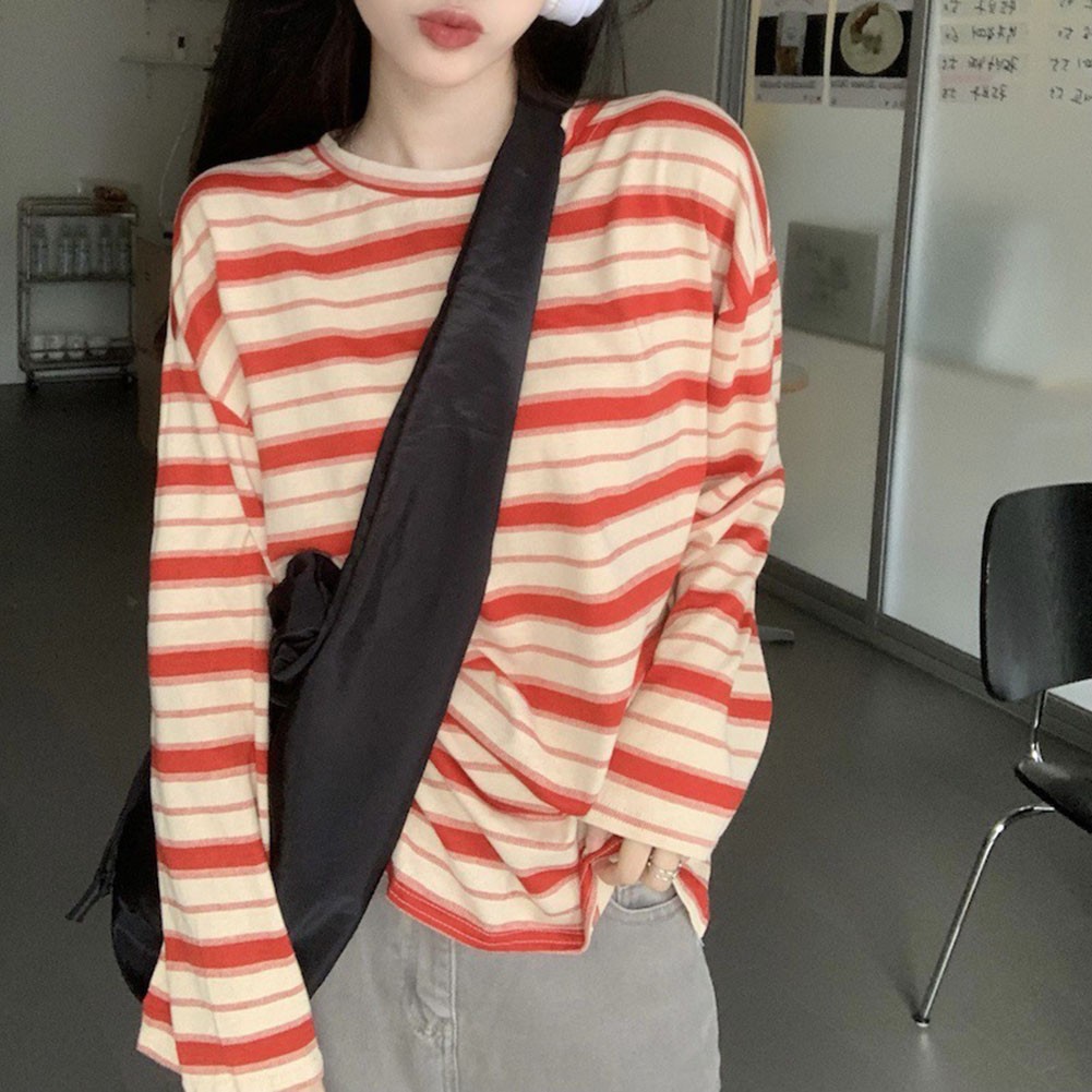 Modern Women Hoodies with Stripes Long Sleeves Casual Pullover T Shirt - Picture 16 of 56