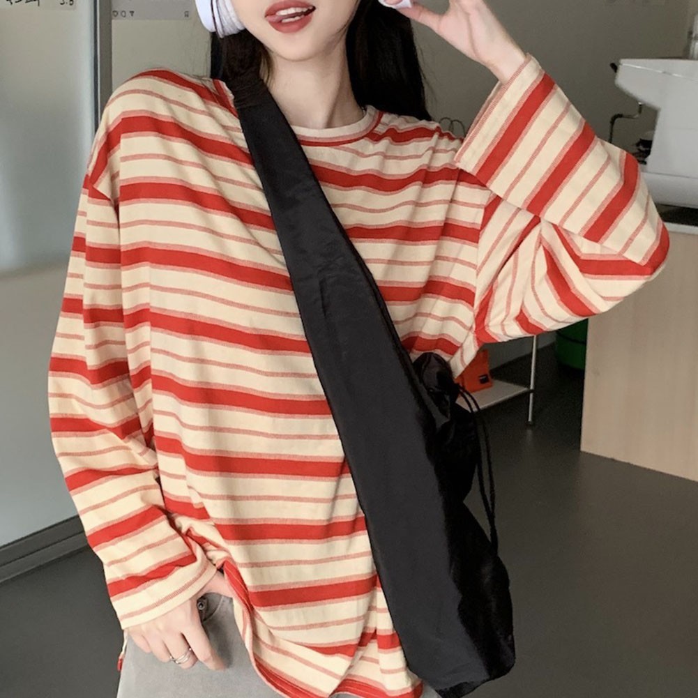 Modern Women Hoodies with Stripes Long Sleeves Casual Pullover T Shirt - Picture 18 of 56