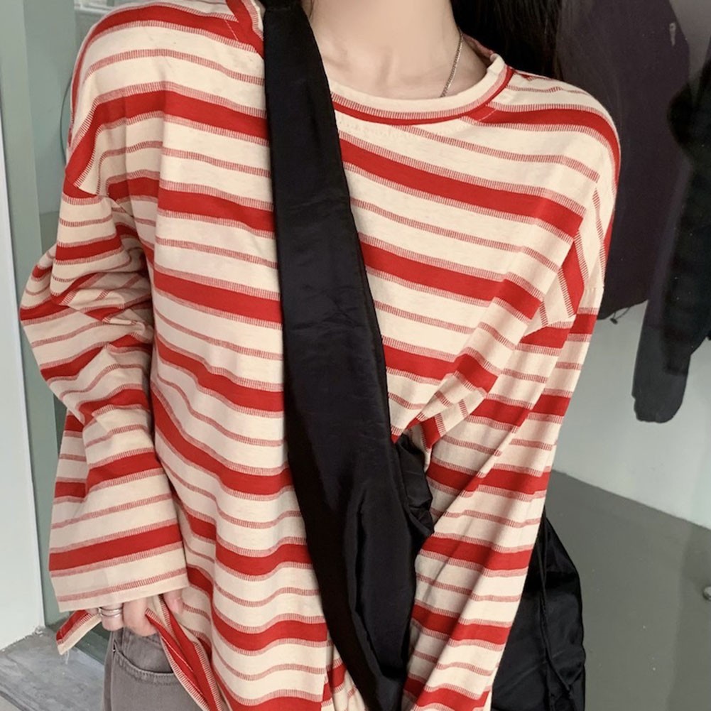 Modern Women Hoodies with Stripes Long Sleeves Casual Pullover T Shirt - Picture 15 of 56