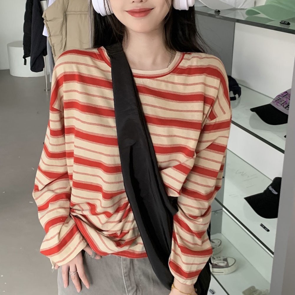 Modern Women Hoodies with Stripes Long Sleeves Casual Pullover T Shirt - Picture 13 of 56