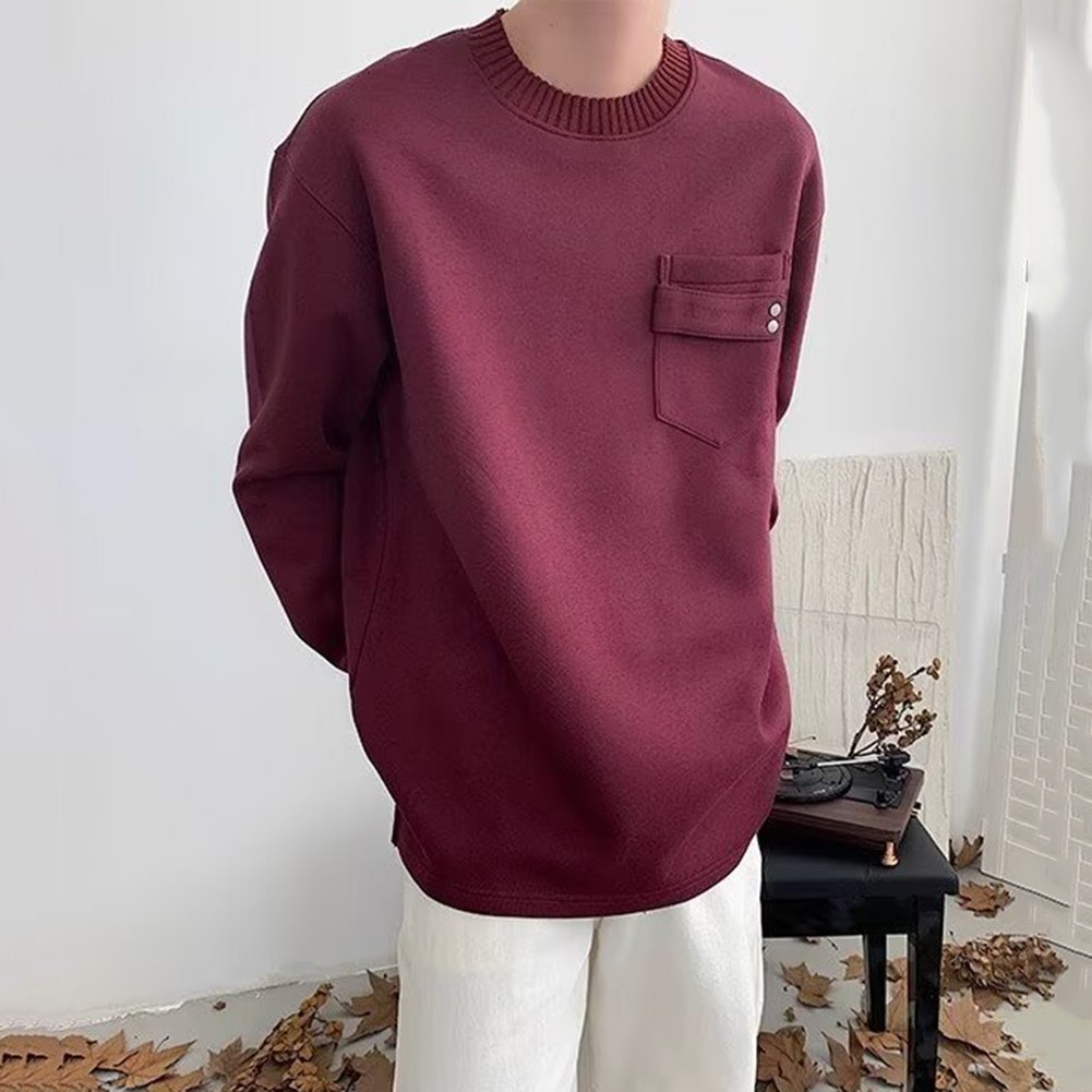 Mens Relaxed Fit Casual Sweatshirt With Roomy Front Pocket For Storage - Picture 17 of 42