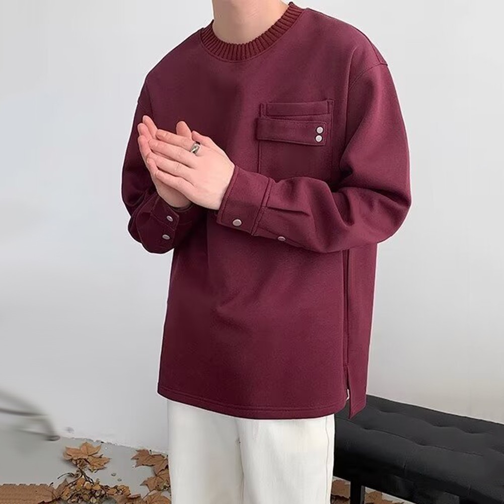 Mens Relaxed Fit Casual Sweatshirt With Roomy Front Pocket For Storage - Picture 13 of 42