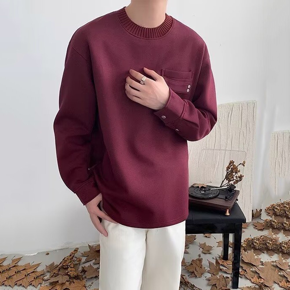 Mens Relaxed Fit Casual Sweatshirt With Roomy Front Pocket For Storage - Picture 16 of 42