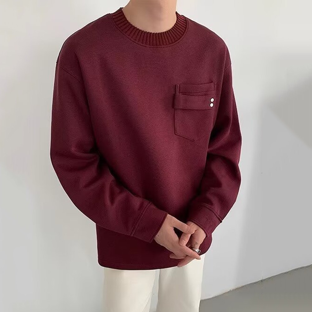 Mens Relaxed Fit Casual Sweatshirt With Roomy Front Pocket For Storage - Picture 18 of 42