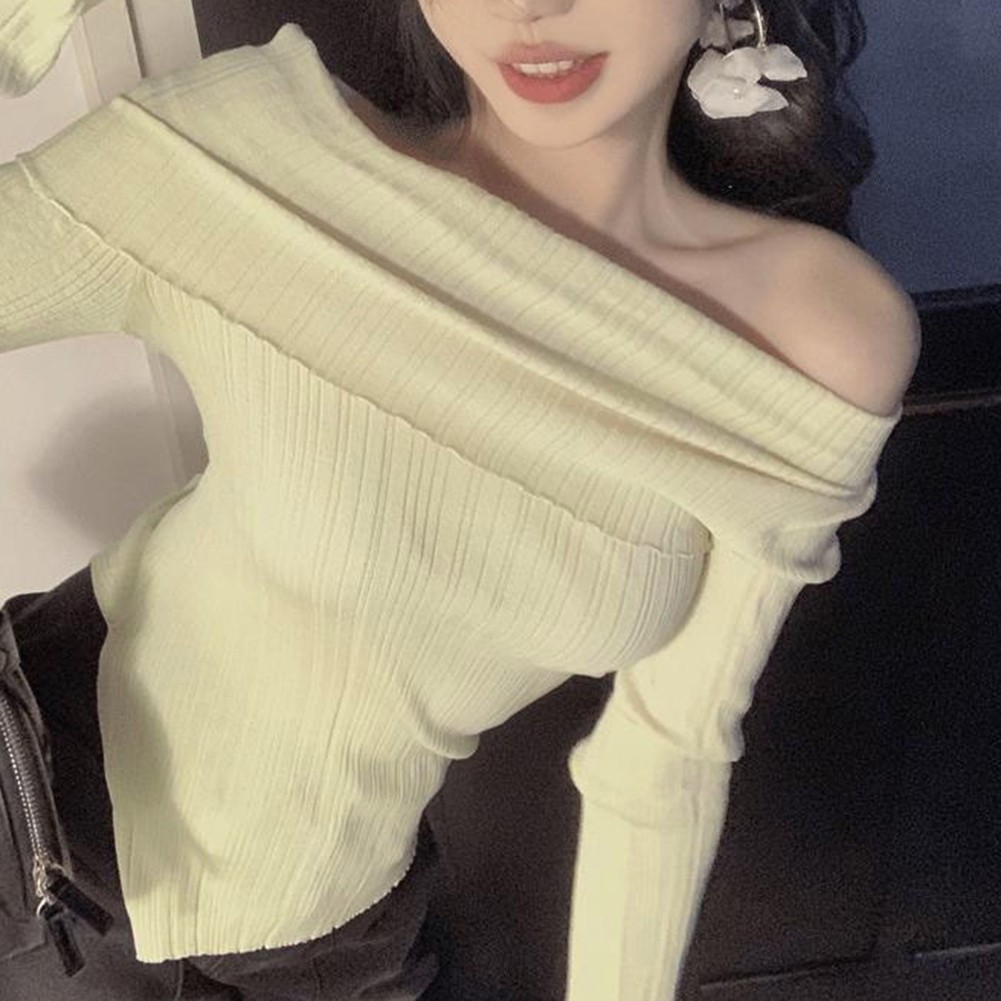 Womens Black Slit Off Shoulder Knit Pullover Top Perfect for Vacations - Picture 19 of 31