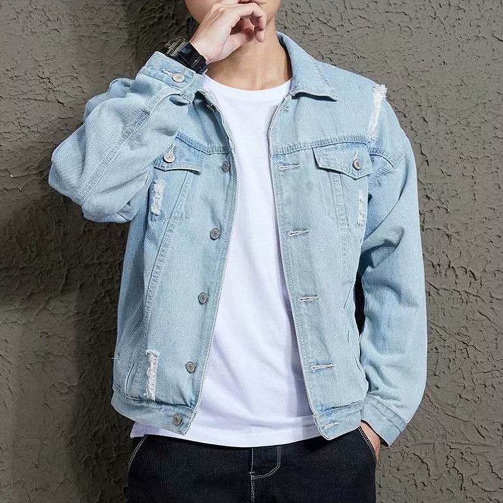Veste cardigan homme soldes bleu clair avec motif revers pour vêtements automne et hiv