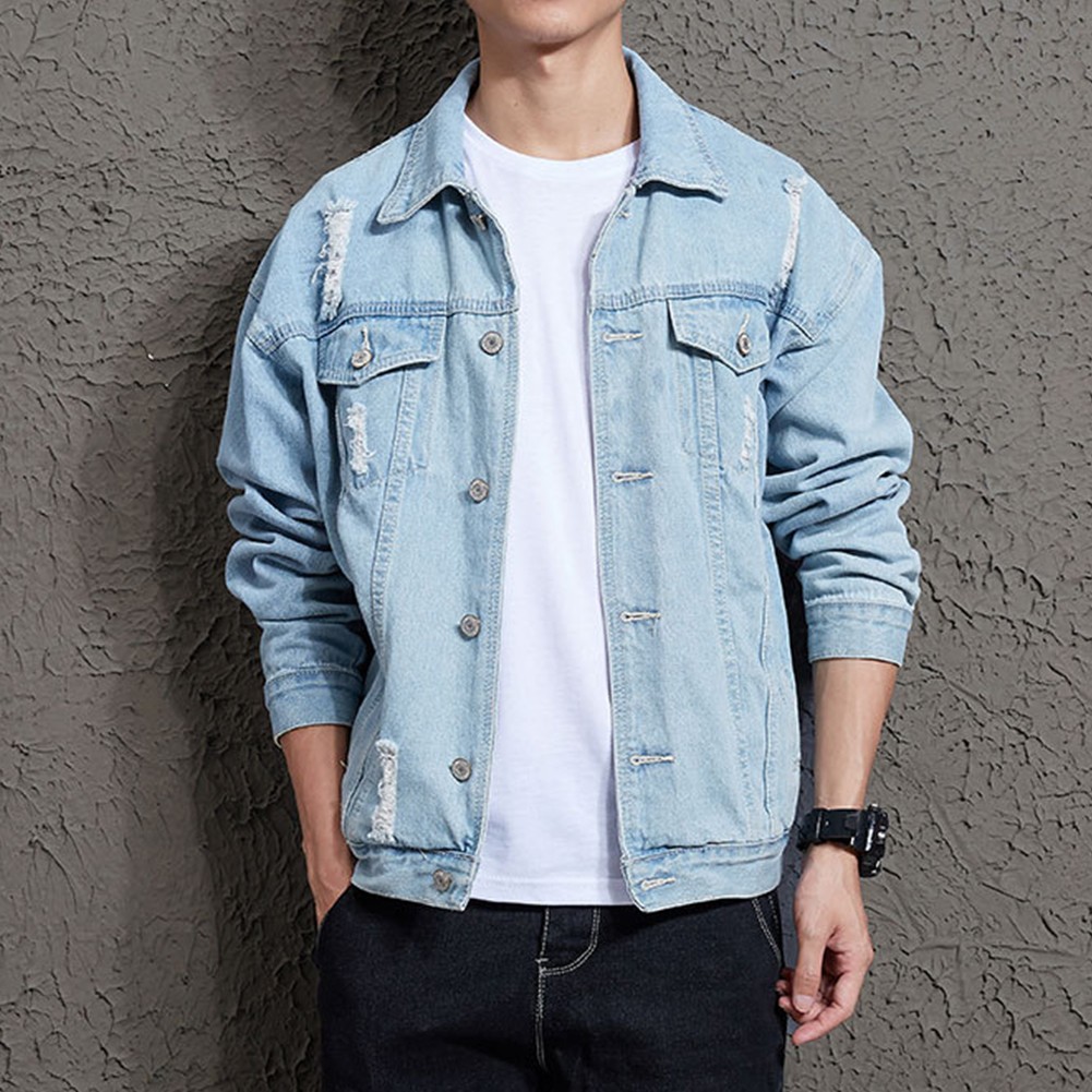 Veste cardigan homme soldes bleu clair avec motif revers pour vêtements automne et hiv