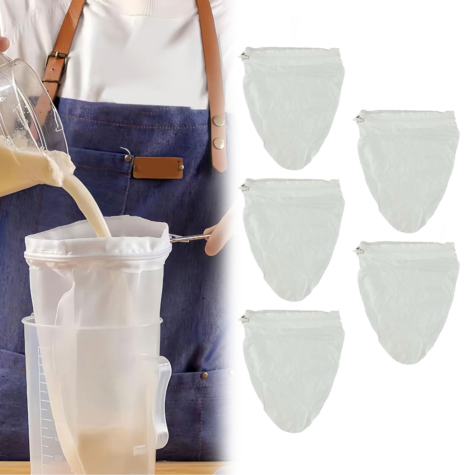Lot de 5 sacs filtrants en maille fine pour yaourt lait et infusion froide achats pour
