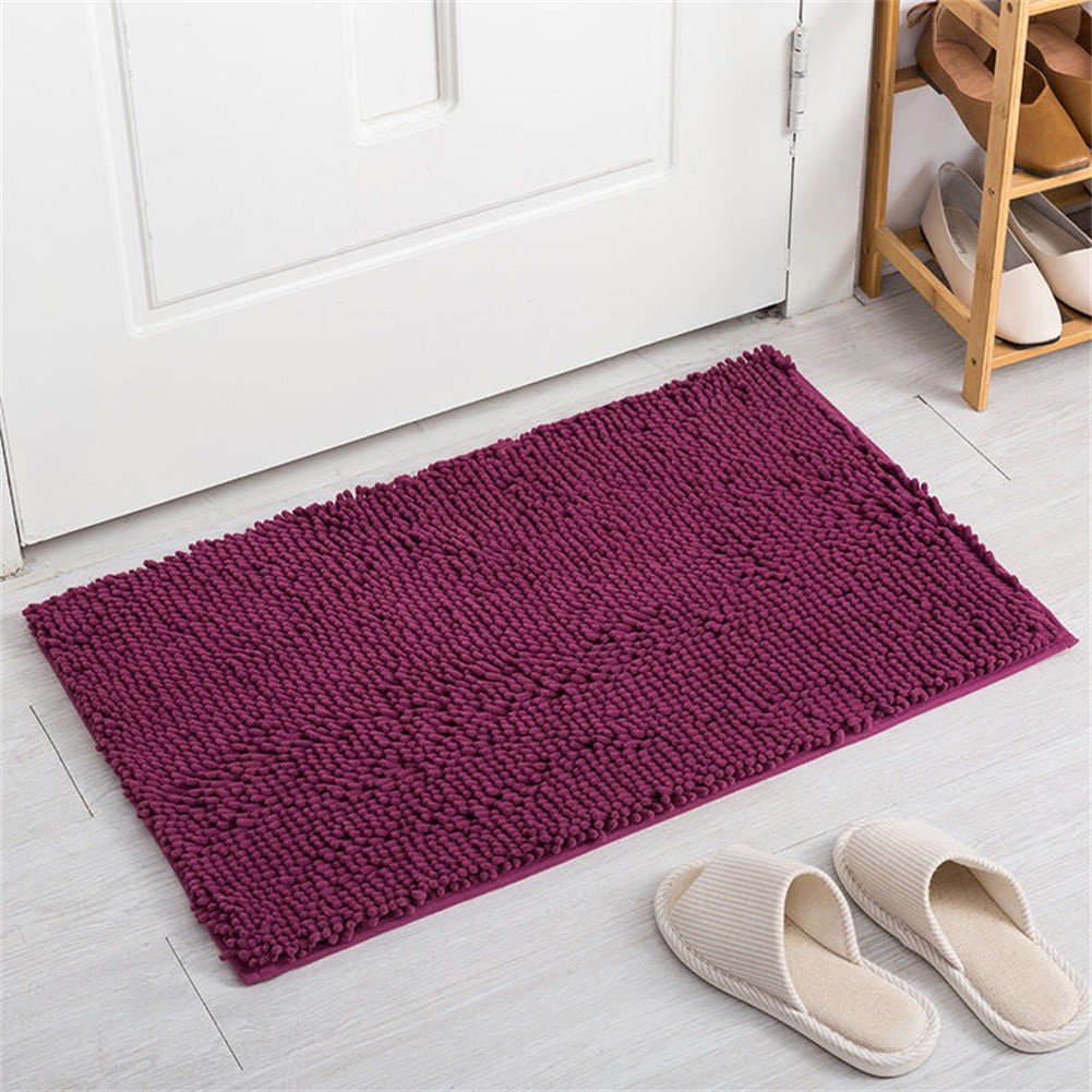 Chenille Bath Mat 40x60cm Non Slip Rectangle Rug for Moisture Absorption