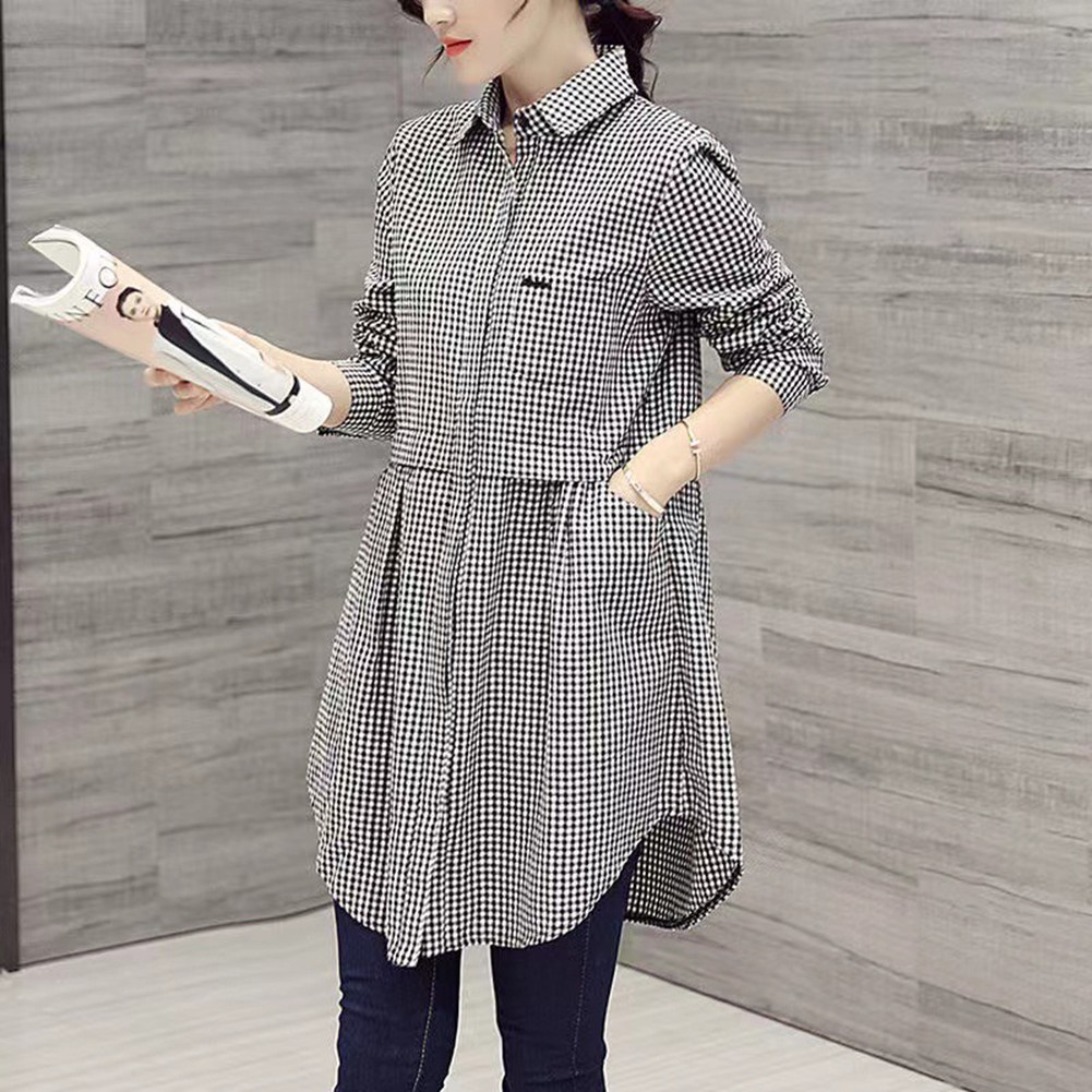 Womens Fashionable Casual Top with Long Sleeves and Elegant Plaid Look - Picture 10 of 19