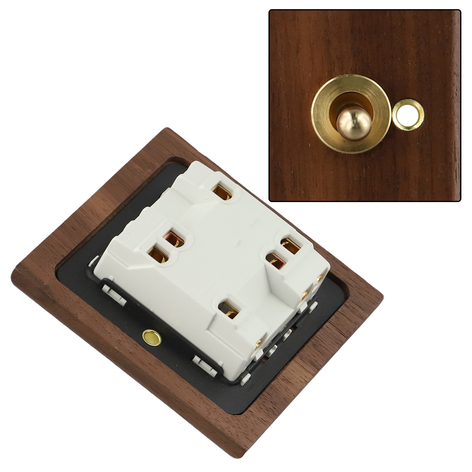 Toggle Light Rocker Switch 1/2 Way Retro Walnut Wood Plate Brass Lever - Picture 43 of 58