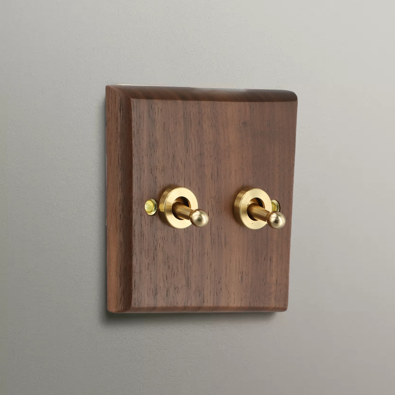Toggle Light Rocker Switch 1/2 Way Retro Walnut Wood Plate Brass Lever - Picture 44 of 58