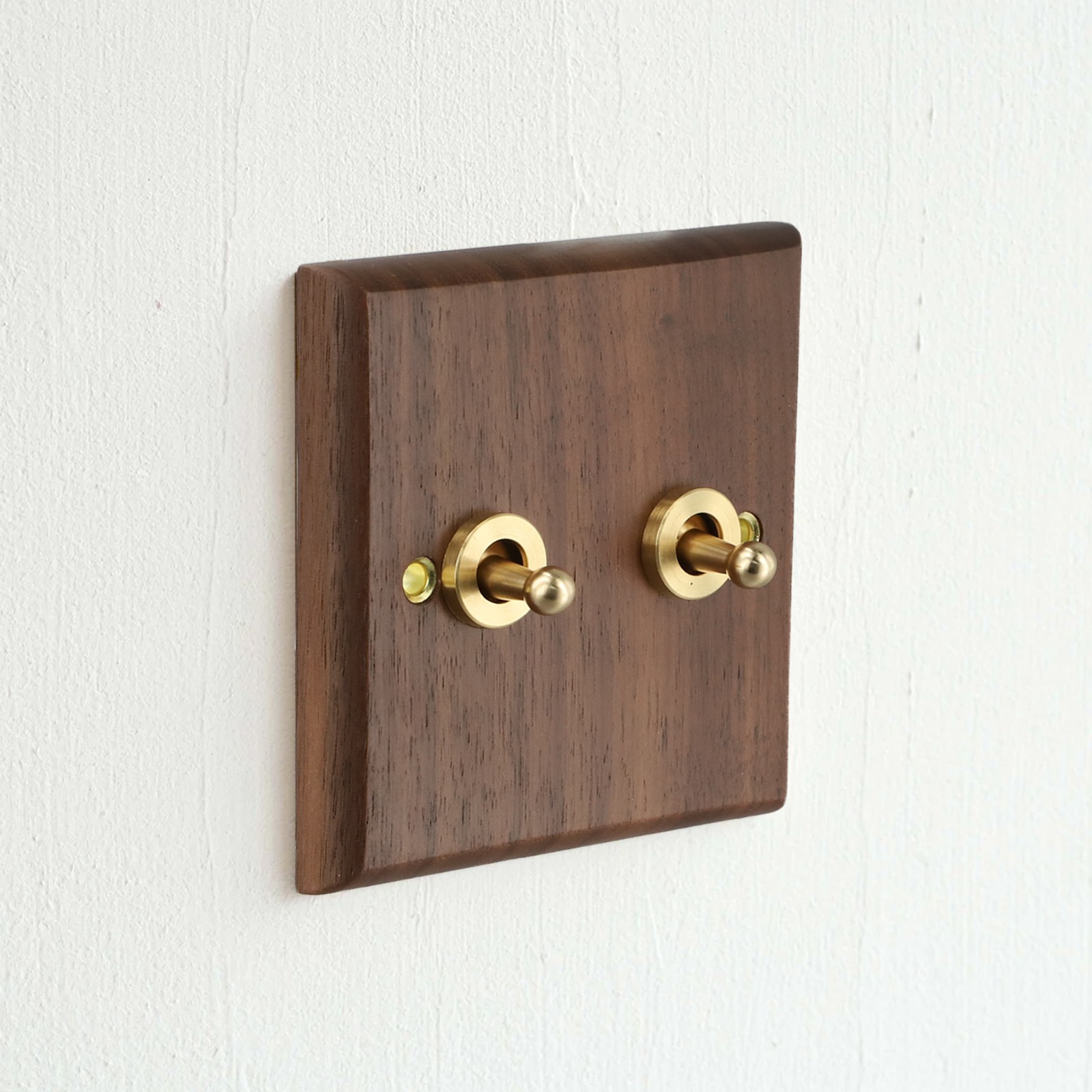 Toggle Light Rocker Switch 1/2 Way Retro Walnut Wood Plate Brass Lever - Picture 45 of 58