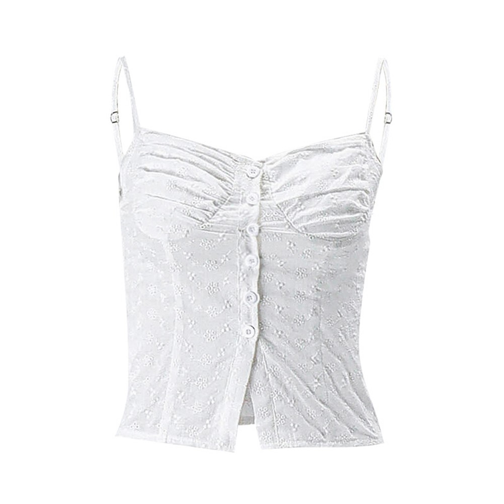 Y2K Style Womens Vest with Spaghetti Straps and Crochet Flower Details - Picture 21 of 48