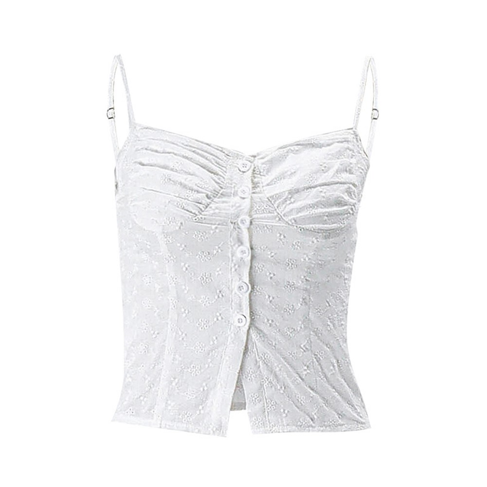 Y2K Style Womens Vest with Spaghetti Straps and Crochet Flower Details - Picture 15 of 48
