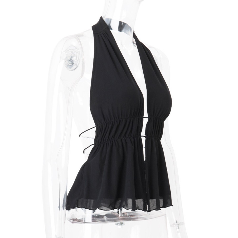 Glamorous Backless Y2K Style Top Featuring Lightweight Mesh Fabrication - Picture 24 of 48