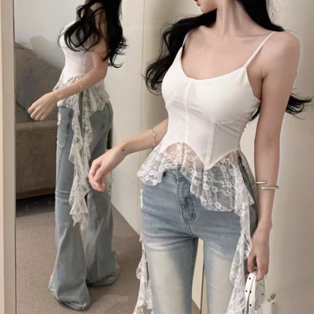 Stylische Damen Sommerweste mit Rüschen und schönen Spitzenverzierungen - Picture 19 of 25