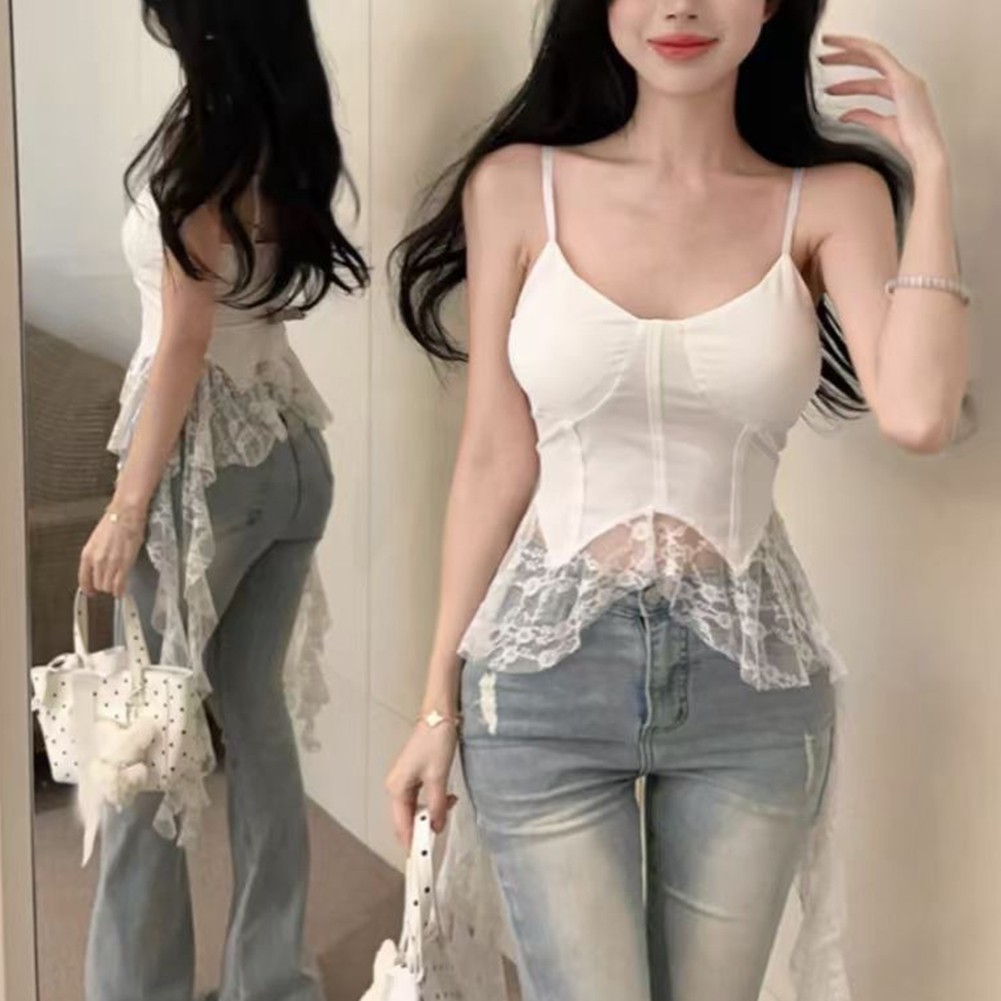 Stylische Damen Sommerweste mit Rüschen und schönen Spitzenverzierungen - Picture 18 of 25