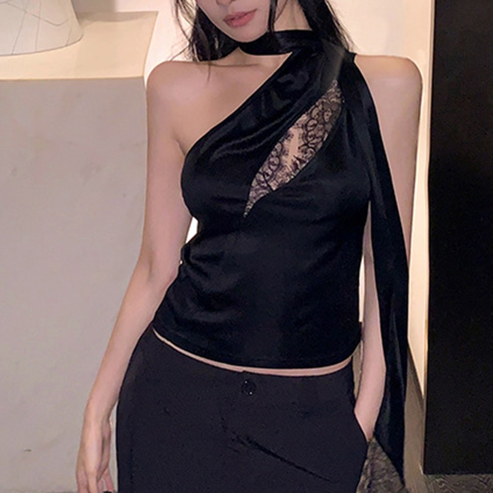 Womens Fashionable Oblique Shoulder Halter Neck Dress Suitable for All Seasons - Picture 24 of 33