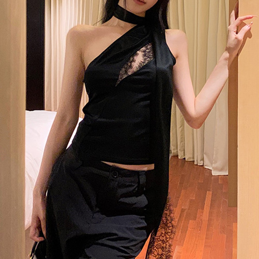 Womens Fashionable Oblique Shoulder Halter Neck Dress Suitable for All Seasons - Picture 22 of 33