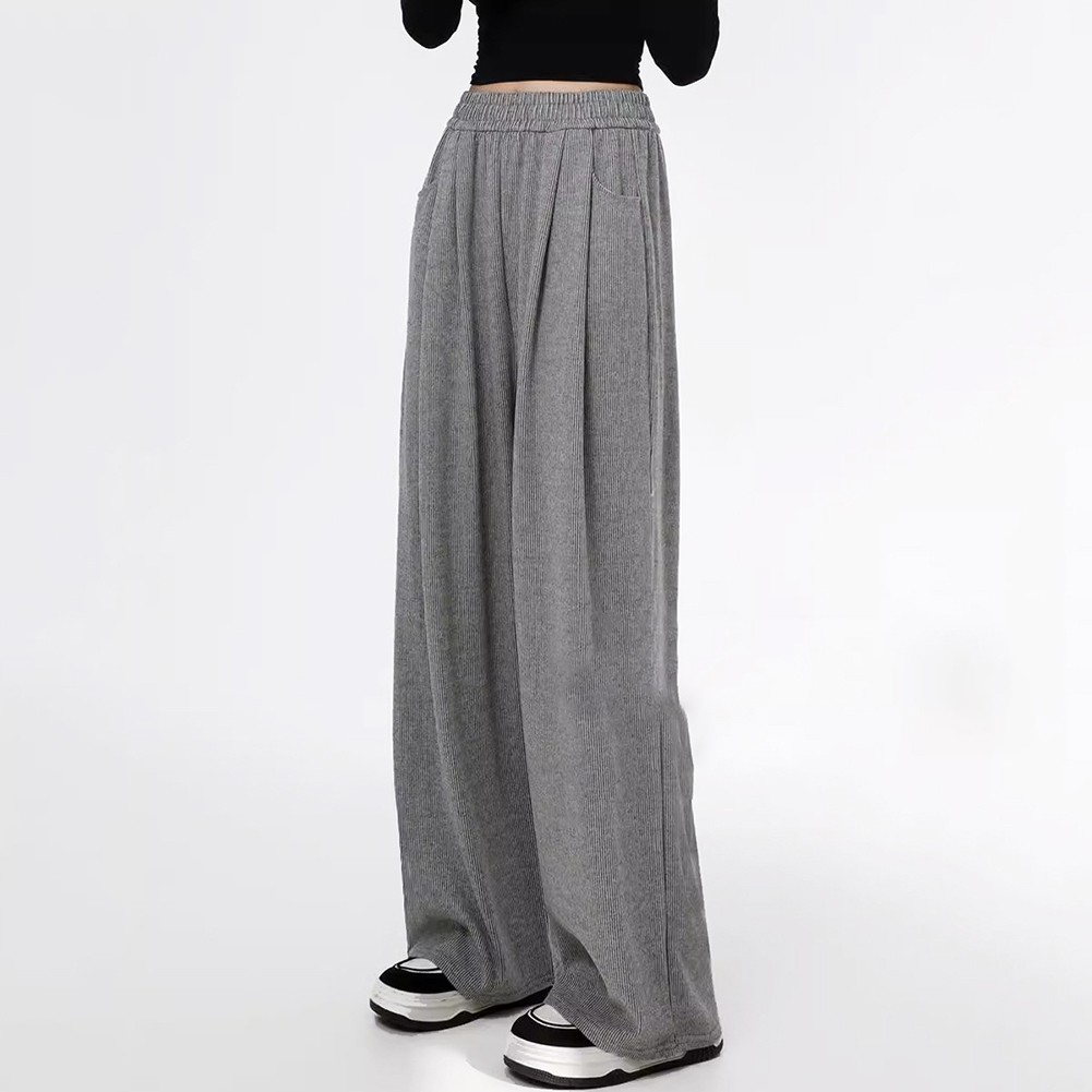 Elegant High Waist Straight Leg Trousers for Women in Black Khaki Apricot - Picture 14 of 21