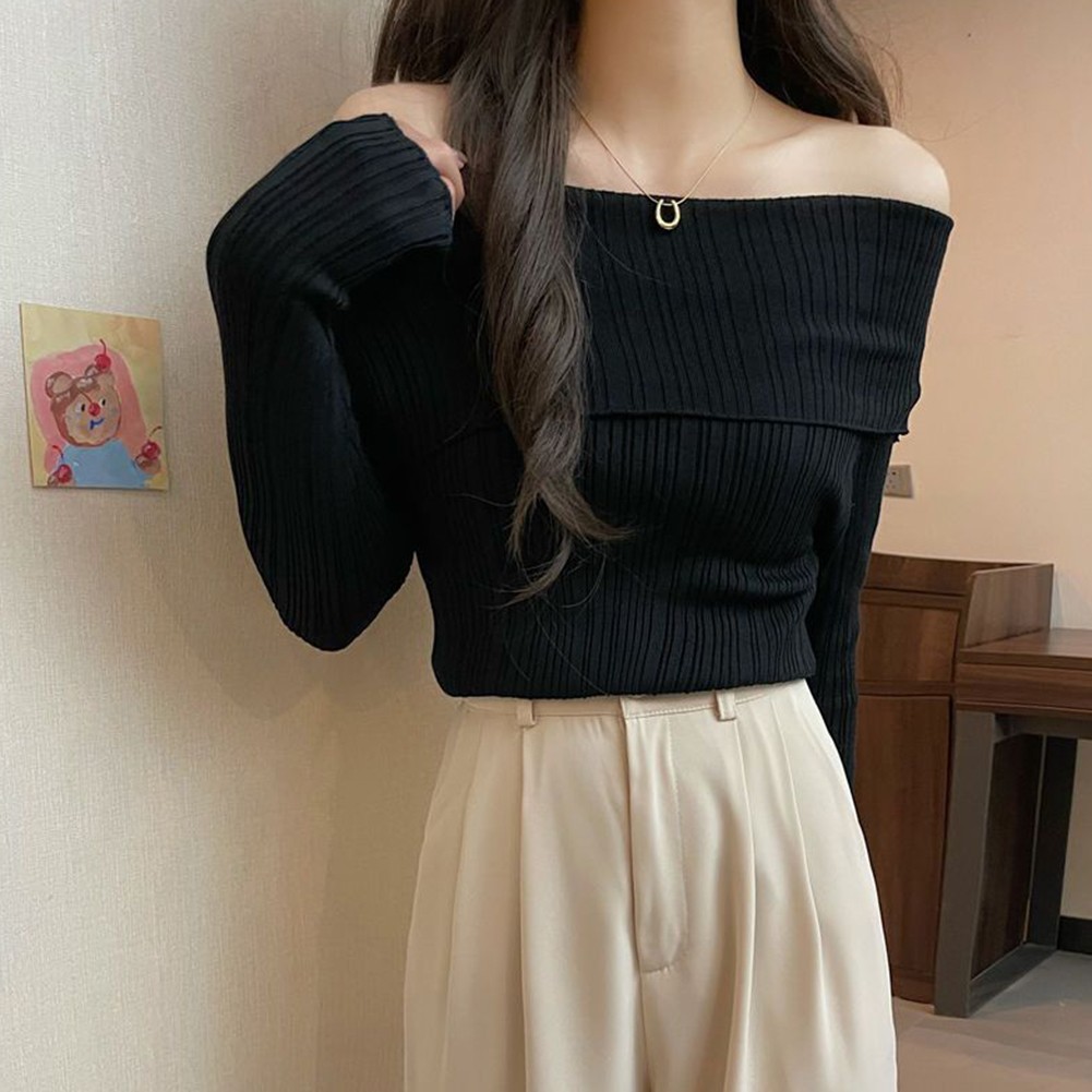 Contemporary Womens Long Sleeve Off Shoulder Sweater for Fashion Lovers - Picture 13 of 20