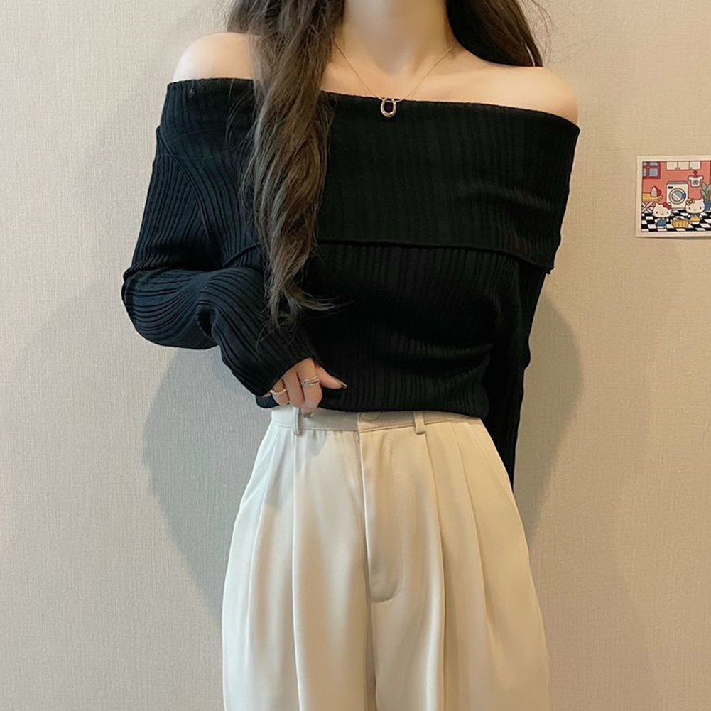 Contemporary Womens Long Sleeve Off Shoulder Sweater for Fashion Lovers - Picture 12 of 20