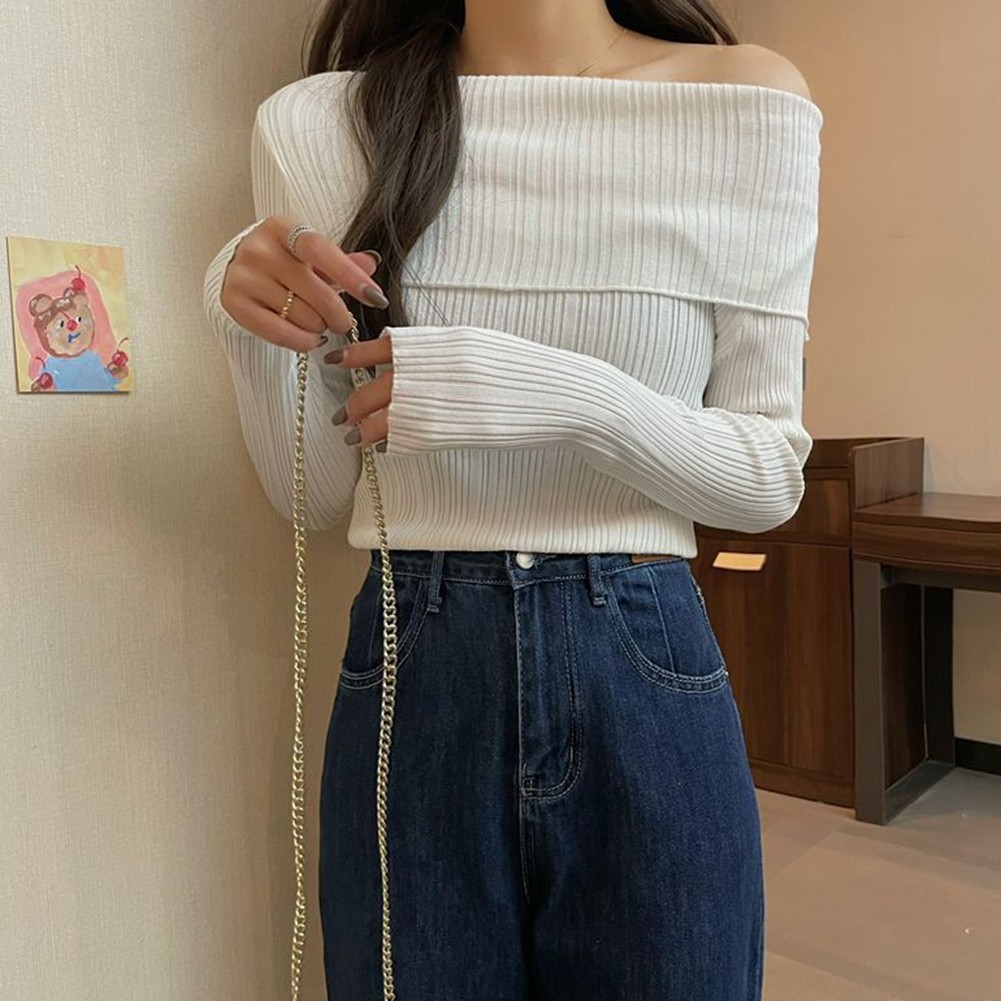 Contemporary Womens Long Sleeve Off Shoulder Sweater for Fashion Lovers - Picture 11 of 20