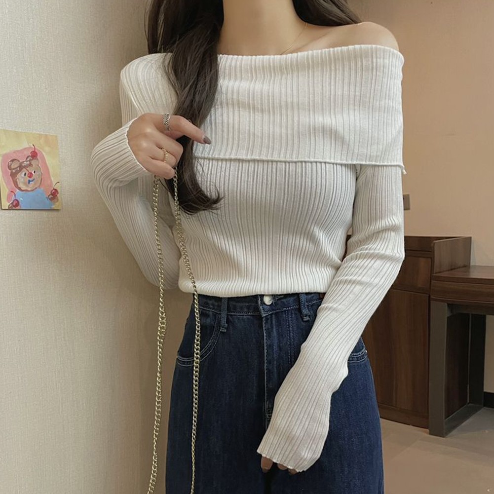 Contemporary Womens Long Sleeve Off Shoulder Sweater for Fashion Lovers - Picture 9 of 20