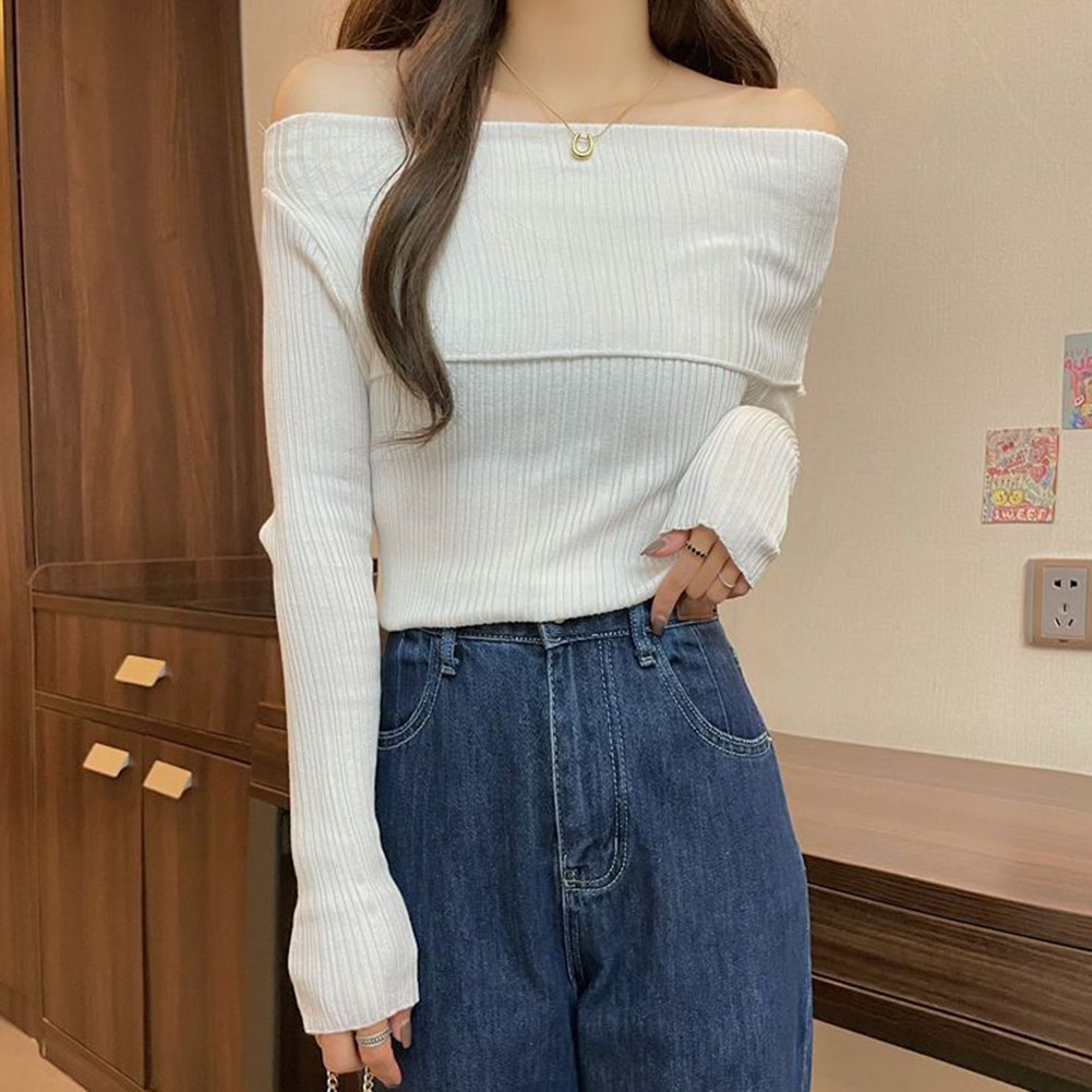 Contemporary Womens Long Sleeve Off Shoulder Sweater for Fashion Lovers - Picture 10 of 20
