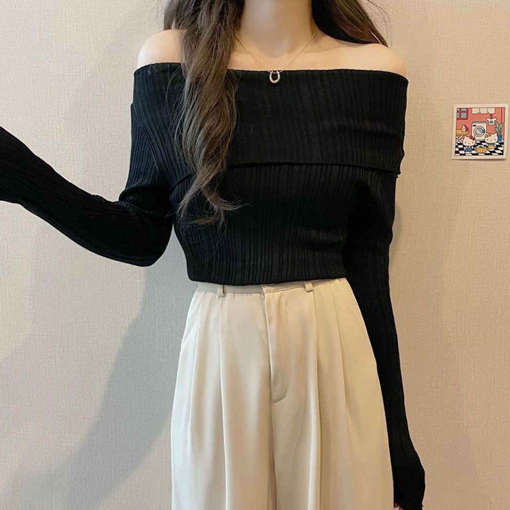 Contemporary Womens Long Sleeve Off Shoulder Sweater for Fashion Lovers - Picture 14 of 20