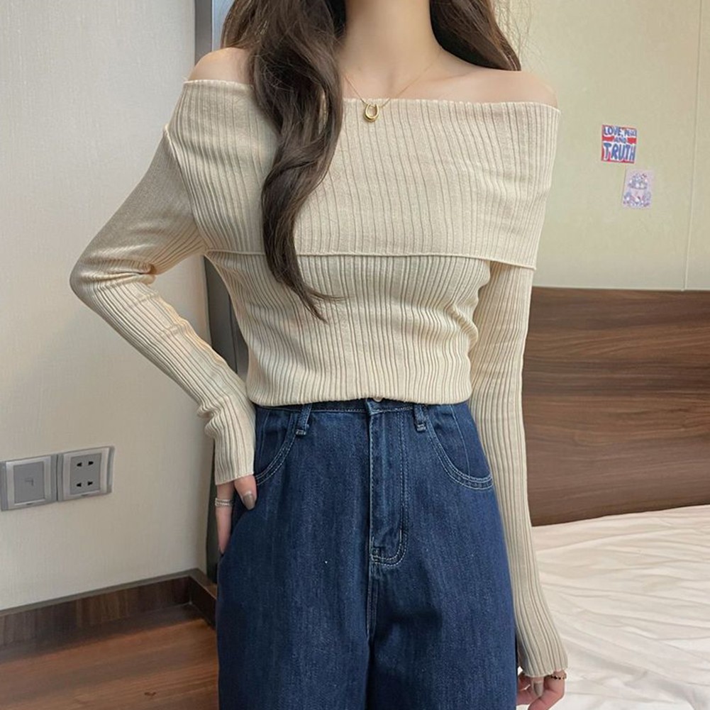Contemporary Womens Long Sleeve Off Shoulder Sweater for Fashion Lovers - Picture 17 of 20